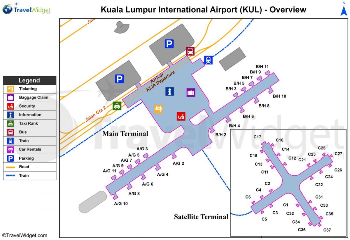 l'aéroport de kuala lumpur terminal principal de la carte