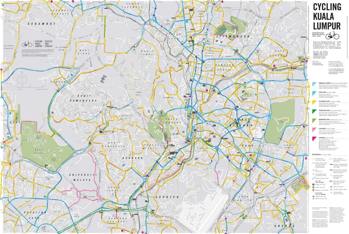 Carte des pistes de kuala lumpur à vélo