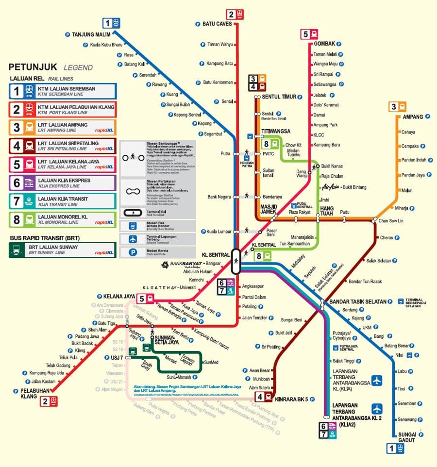 lrt carte de la ligne de kuala lumpur