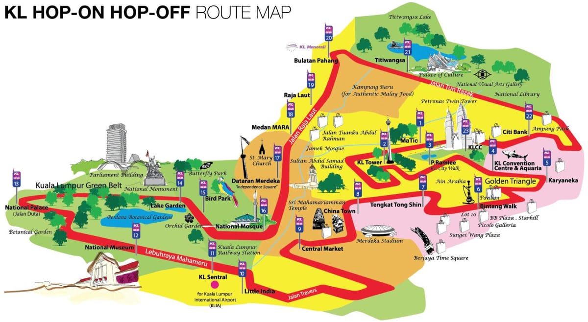 kl hop on hop off bus de la carte