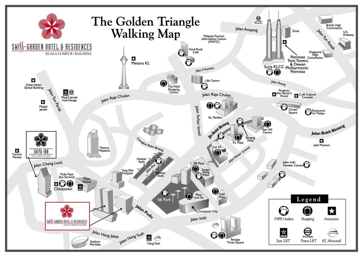 le triangle d'or de kuala lumpur carte