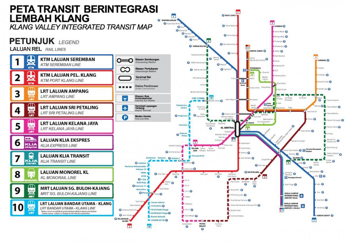 carte de métro léger de kuala lumpur