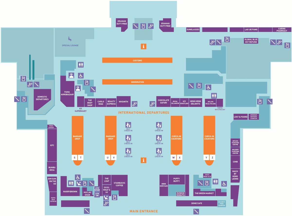 klia international hall d'arrivée de la carte