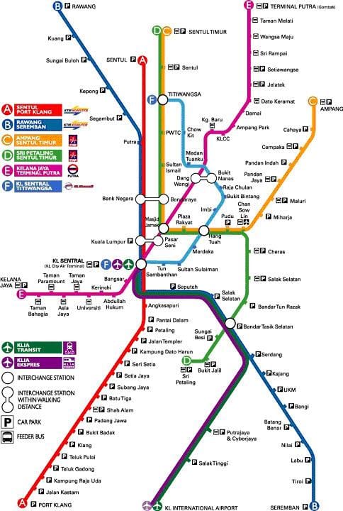 klia express la carte de l'itinéraire