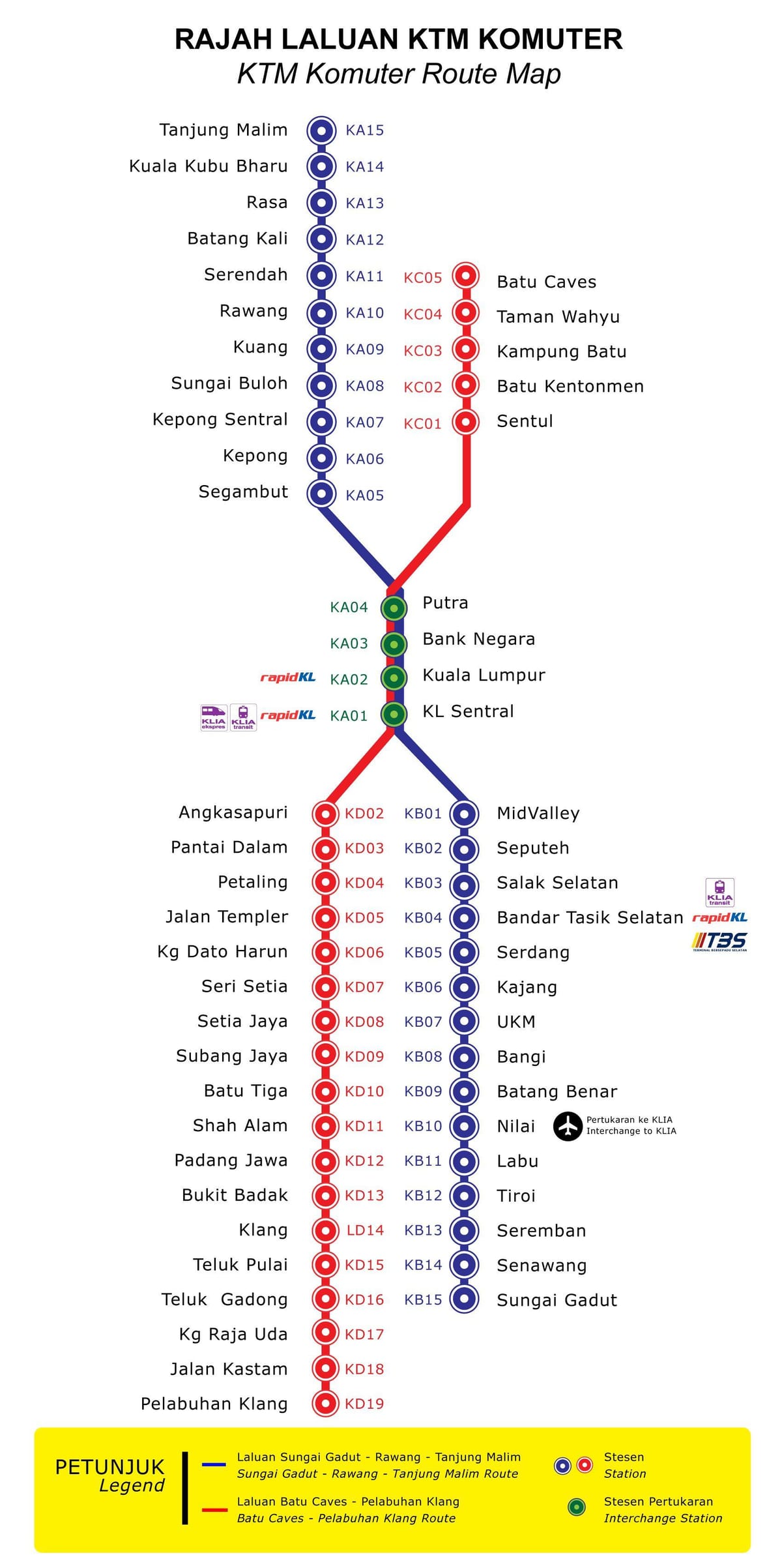 kl komuter la carte de l'itinéraire