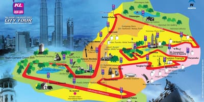 Kuala lumpur hop on hop off la carte de l'itinéraire
