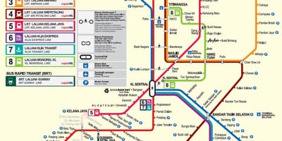 Lrt carte de la ligne de kuala lumpur