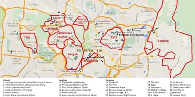 Kuala lumpur carte de la région
