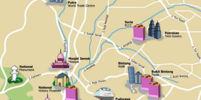 La carte touristique de kuala lumpur en malaisie