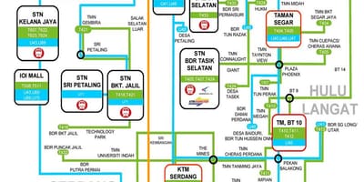 Lrt ktm la carte de l'itinéraire
