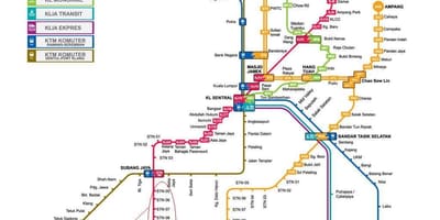 Subang jaya lrt la carte de l'itinéraire